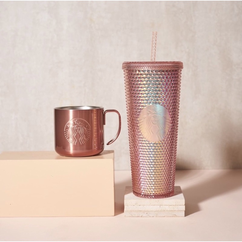 - LY NHỰA STUDDED TWINKLE ROSE GOLD COLD CUP 24oz