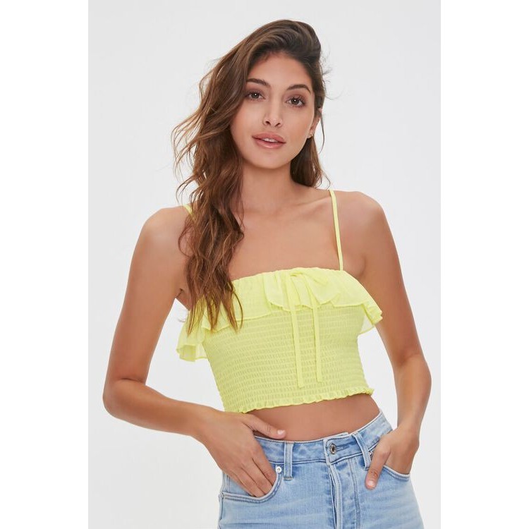 Áo croptop hai dây phối bèo F21