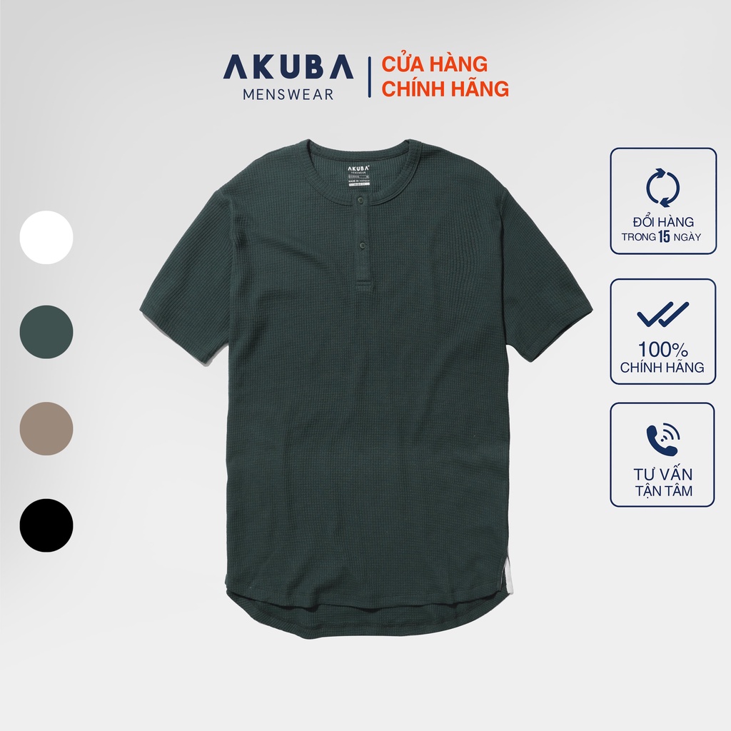 Áo thun nam trơn AKUBA tay ngắn form slimfit vải mịn, co giãn 4 chiều thoải mái 01J668