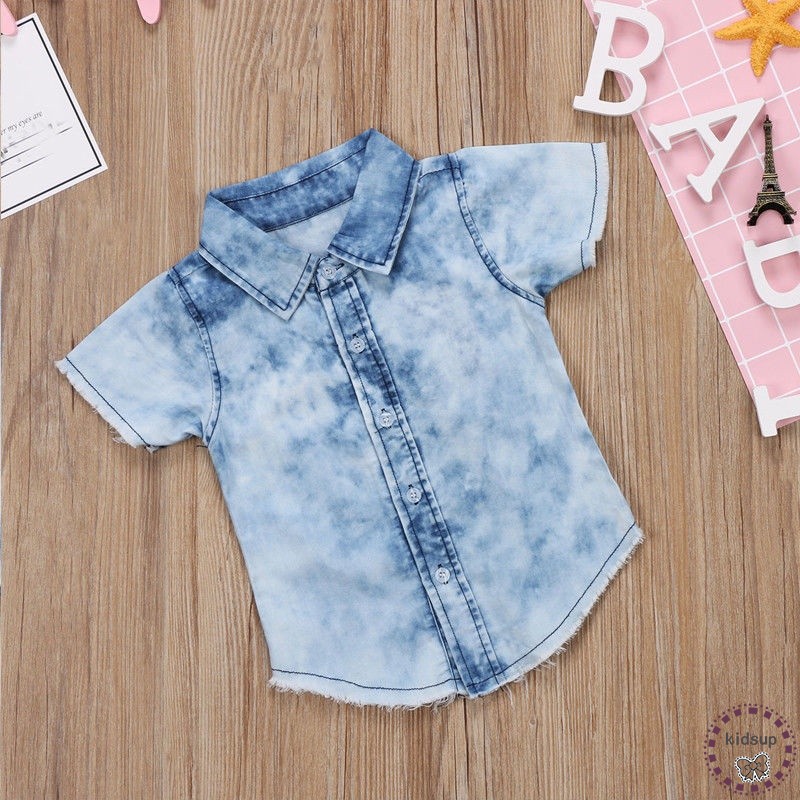 Áo Sơ Mi Denim Cài Nút Trước Thời Trang Cho Bé Trai