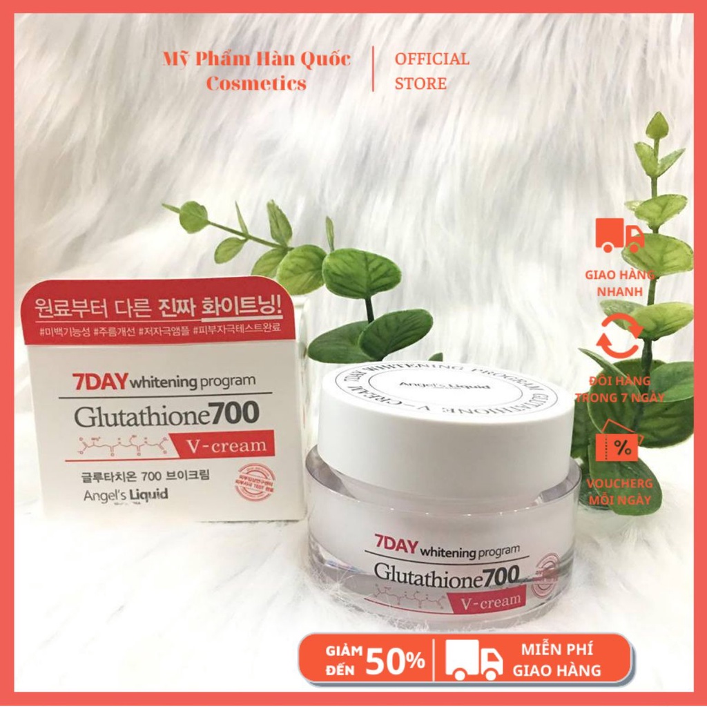 KEM DƯỠNG TRẮNG DA, MỜ THÂM NÁM CHỈ TRONG 7 NGÀY ANGEL'S LIQUID 7 DAY GLUTATHIONE 700 V-CREAM 50ML