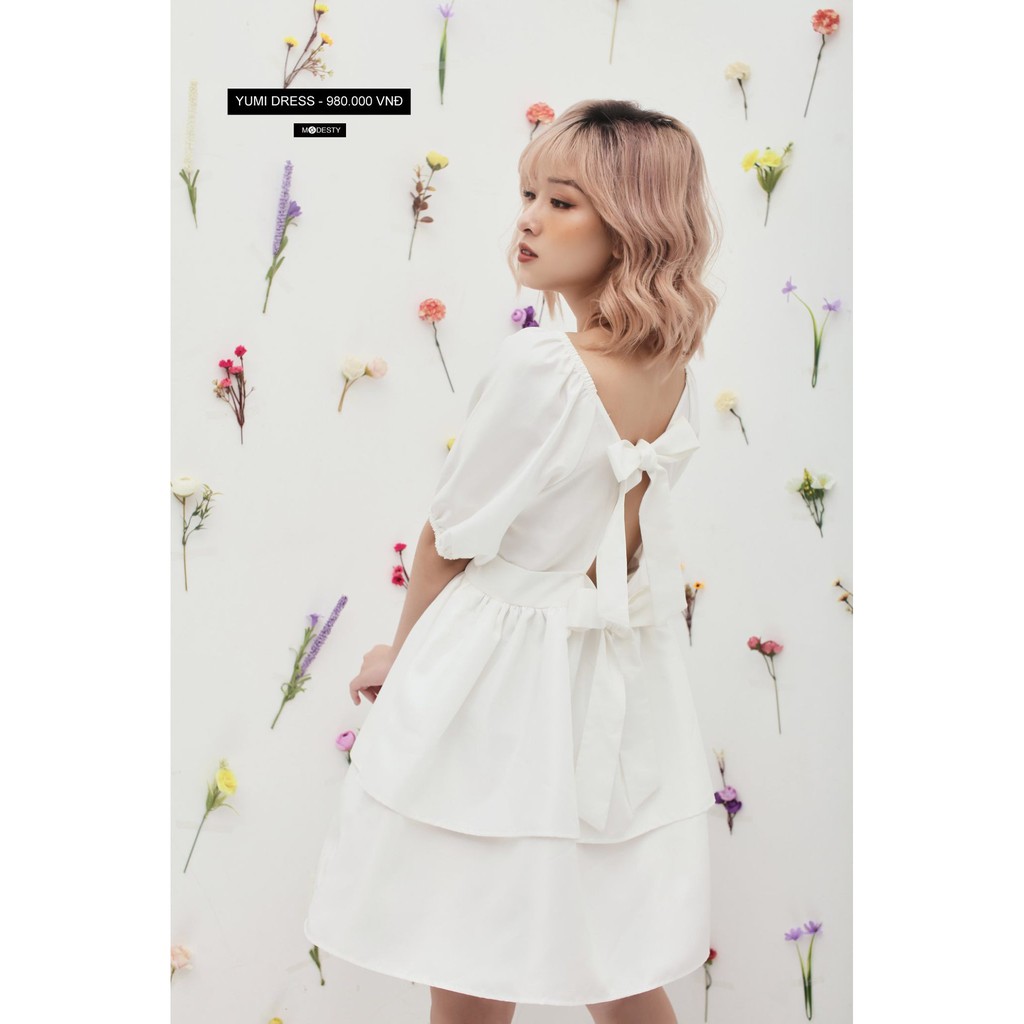 Modesty - Váy nơ lưng trắng Yumi Dress