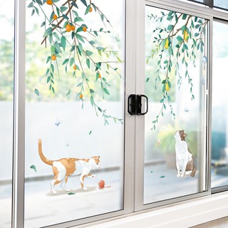 Decal dán tường lá phối mèo MS-69 [Sticker dán tường]