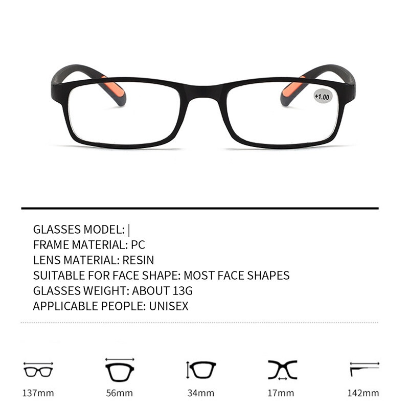 Kính Đọc Sách TR90 Gọng Nhựa Siêu Nhẹ Chống Ánh Sáng Xanh Thoải Mái Cho Nam Và Nữ