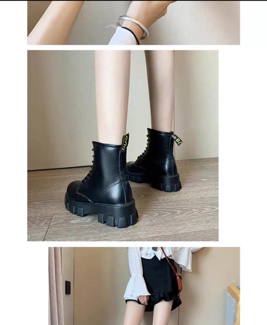 [Ảnh thật ở cuối] Boots cổ cao cá tính mẫu mới 2020 đế chiến binh đế 4,5cm giày mềm nhẹ bao trất