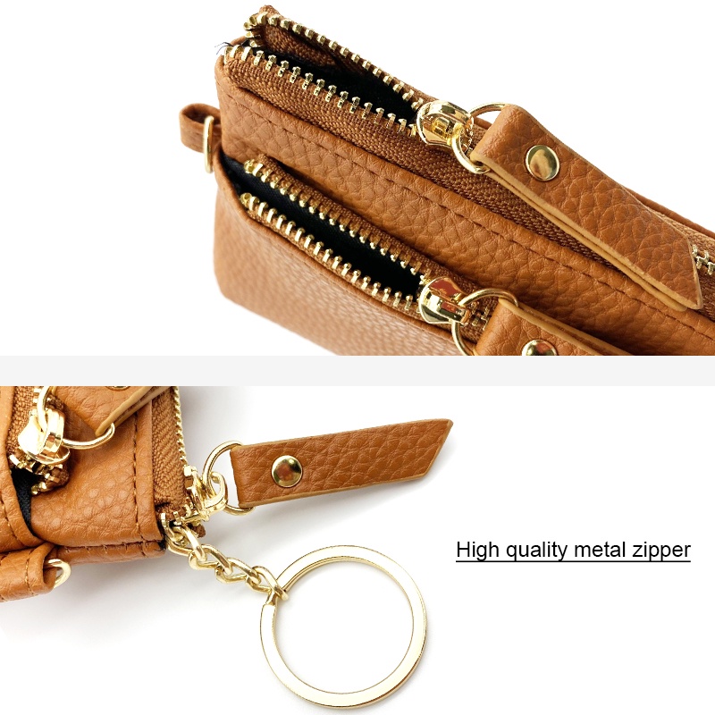 Yuki Ví Da pu 3 Ngăn Đựng Tiền Xu Có Khóa Kéo Và Móc Khóa c08