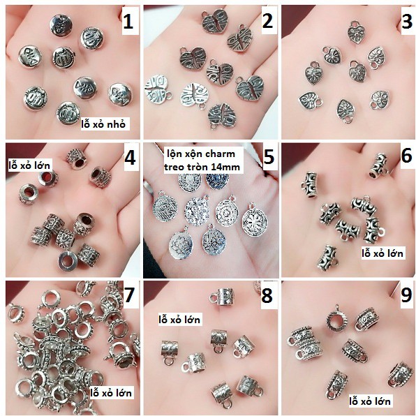 Charm xỏ - treo bạc cổ : 50g / gói = 18k [ Charm sỉ Tphcm ]