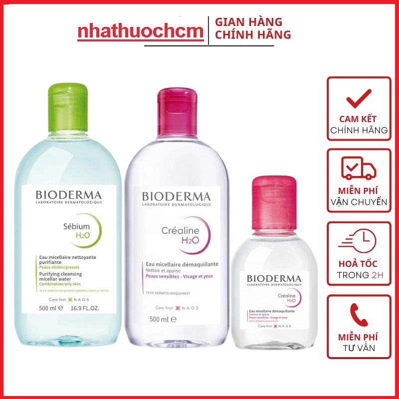 Nước tẩy trang Bioderma cho da nhạy cảm - Bioderma Sensibio + Sebium H2O 100ml/500ml