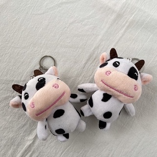 Móc khóa chú bò sữa nhồi bông hoạt hình đáng yêu xinh xắn sáng tạo
