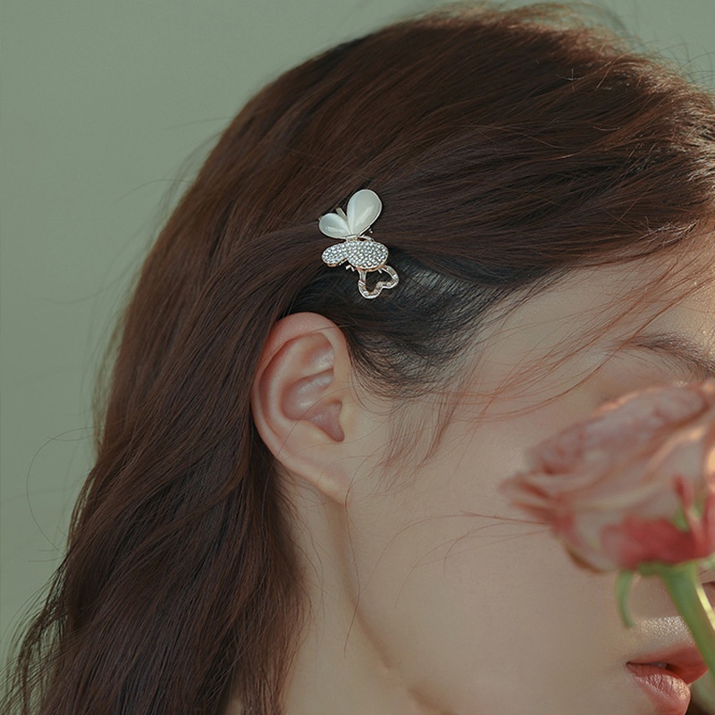 (MớI) Kẹp TóC HìNh Bươm BướM ĐíNh NgọC Trai Giả Dễ Thương Cho Nữ