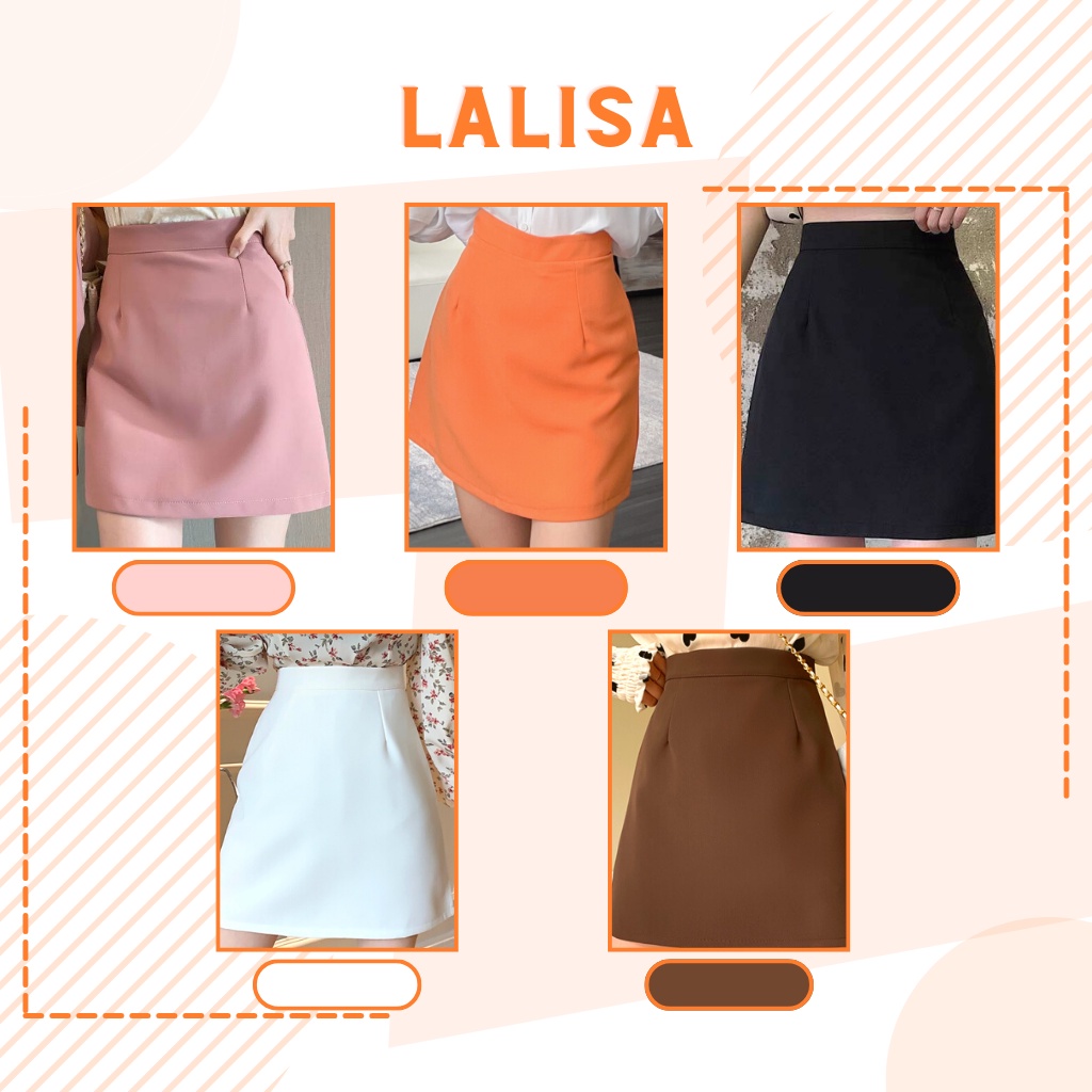 Chân Váy Lưng Cao LALISA Váy Chữ A Ôm Body Ulzzang Kiểu Hàn Quốc 5 Màu Nâu, Đen, Hồng, Trắng, Cam CV002