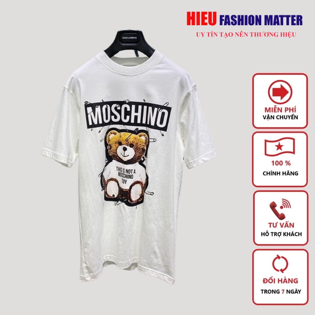 Áo Thun Nam Nữ ⚡FREE SHIP⚡ Áo Thun Moschino gấu ghim băng cực kì dễ thương