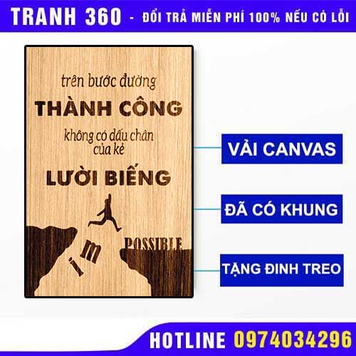 Tranh tạo động lực cưc mạnh giả gỗ chất liệu canvas khung composite chống mối mọt bảo hành 5 năm tặng đinh treo