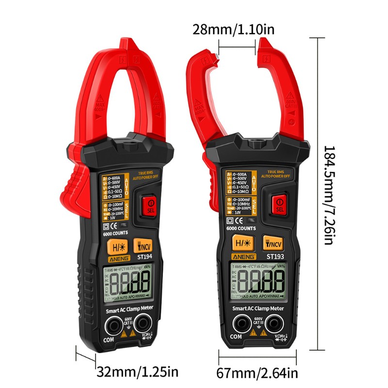 kiss A-neng ST193 Digital Multimeter  AC Amp Meter Precision Testers 6000 Counts True RMS Current Tester 600V Capacitor Clamp