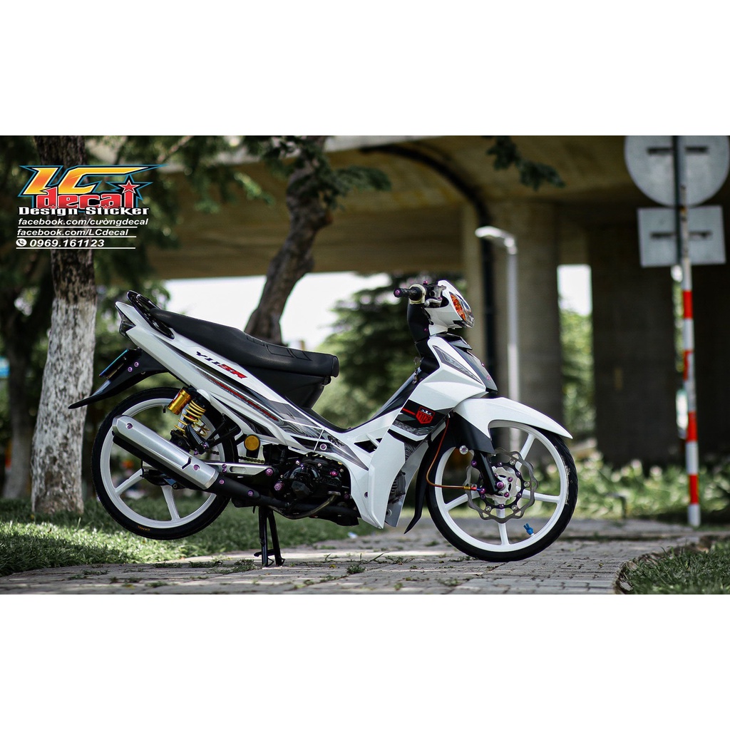 tem rời sirius y15zr trắng mẫu chuẩn thiết kế , tem 3 lớp cáo cấp trống bay màu