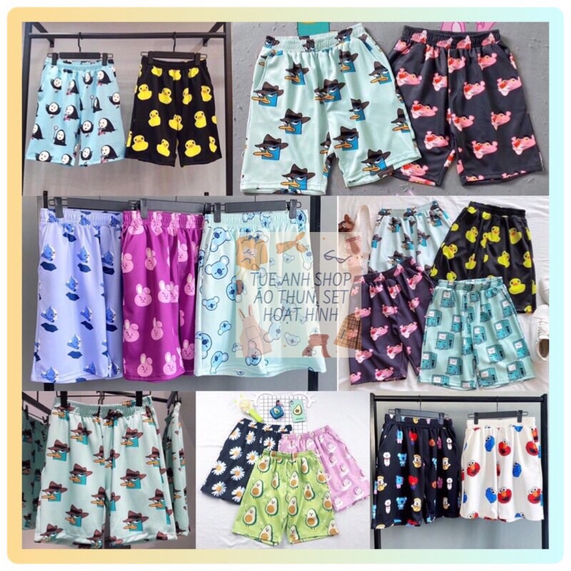 Quần Đùi Cartoon nam nữ TUEANHSHOP Quần Short Thú Hoạt Hình Unisex Freesize 38-70kg | BigBuy360 - bigbuy360.vn