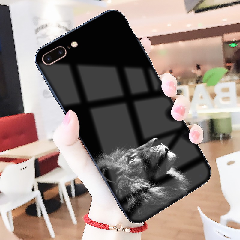 Ốp iphone lưng kính Sói và Sư tử dành cho iphone 6 đến 14promax - K350