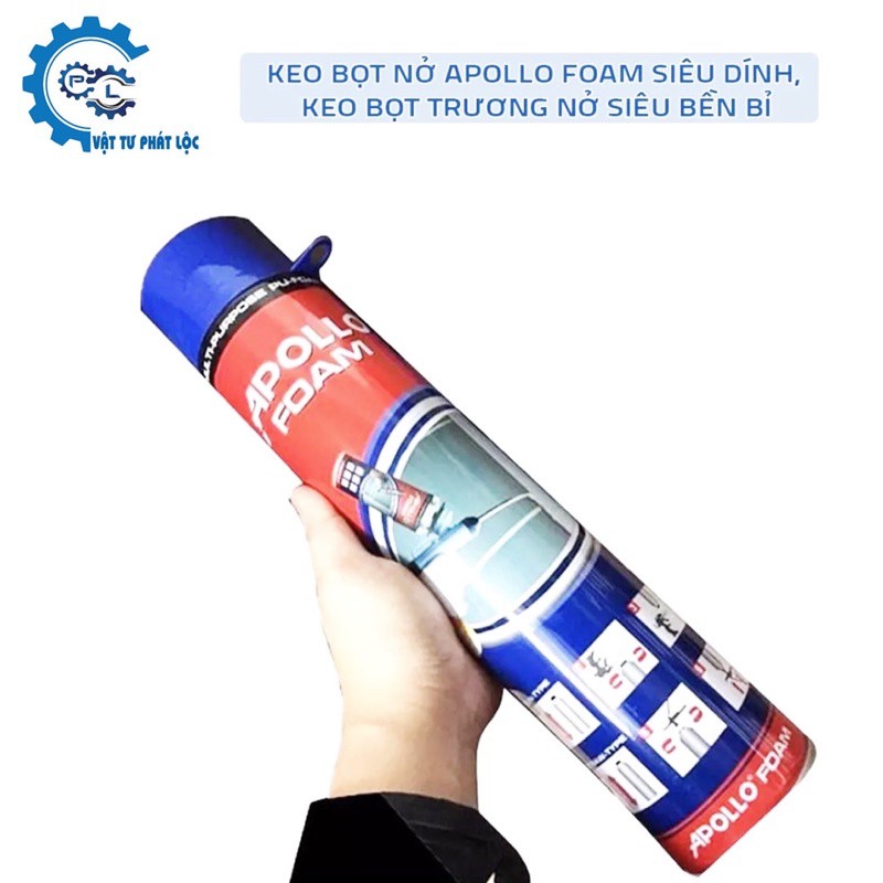 Keo bọt nở Apollo Foam 750ml cầm tay có vòi đi kèm