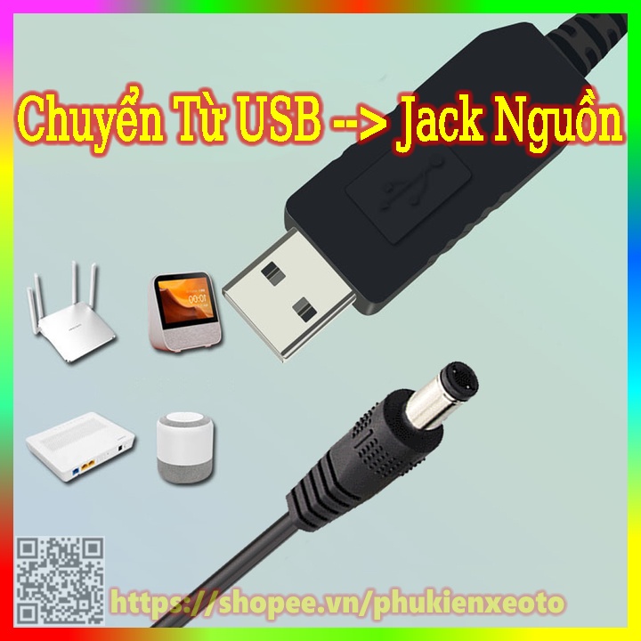 Dây Cáp Chuyển Đổi USB 5V Sang 5V 12V Đầu 2.1*5.5mm