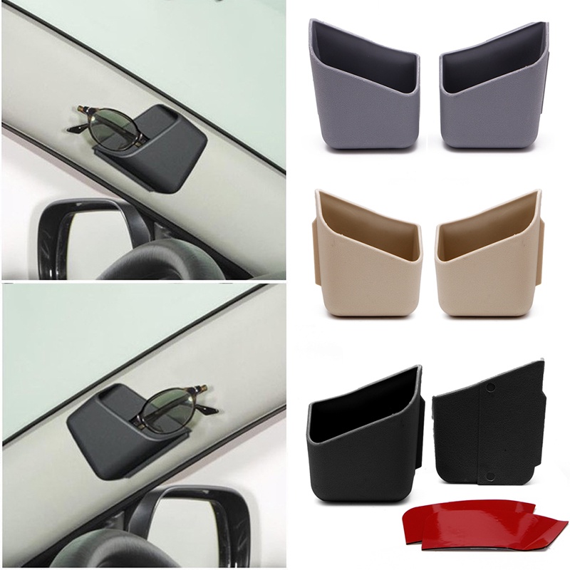 1 Hộp Đựng Mắt Kính Màu Đen Tiện Dụng Cho Xe Hơi Giá Đỡ