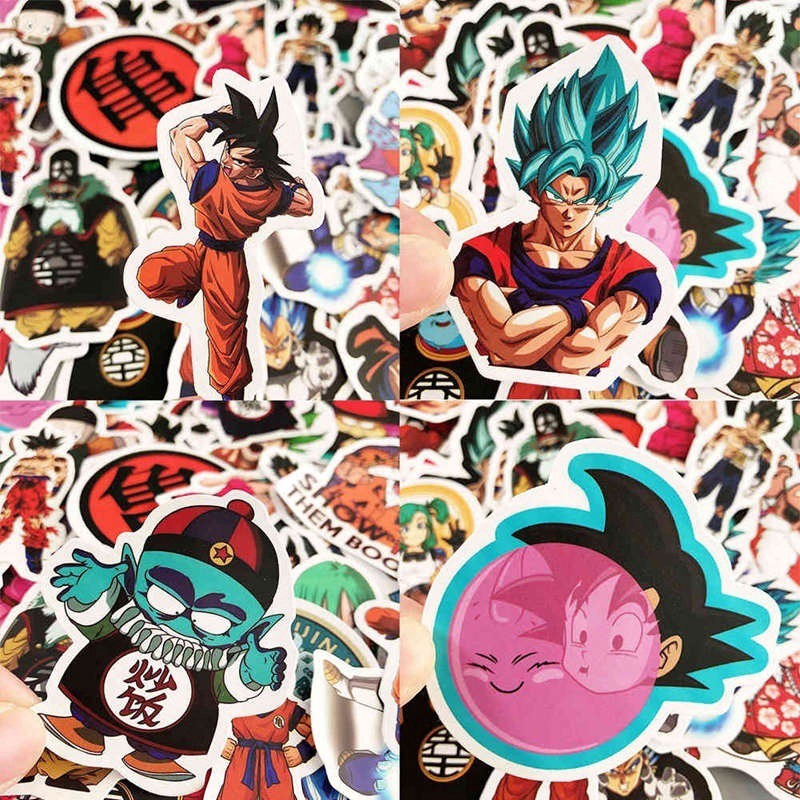 lanfy1 50Pcs/100Pcs Anime Dragon Ball Stickers Super Saiyan Goku Stickers Decal Snowboard Luggage Car Fridge Sticker