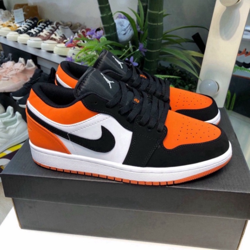 7107   giày JD cam đen cổ thấp