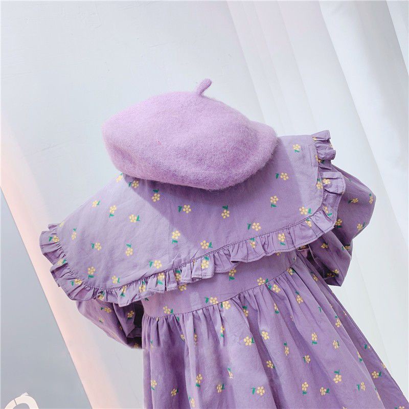 Đầm Công Chúa Lolita Tay Dài Viền Bèo Đính Hoa Vàng Nhỏ Phong Cách Nhật Bản Mới 2022 Cho Bé Gái