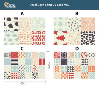 Decal gạch bông uv caro màu dán trang trí tường