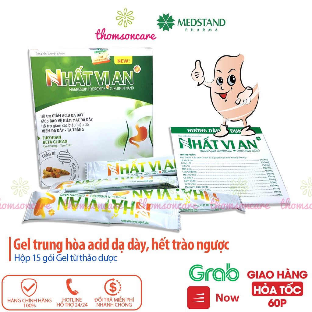 Gel dạ dày từ thảo dược - hỗ trợ giảm acid dạ dày, giảm đau dạ dày - Nhất vị an - hộp 15 gói, trung hòa dịch vị