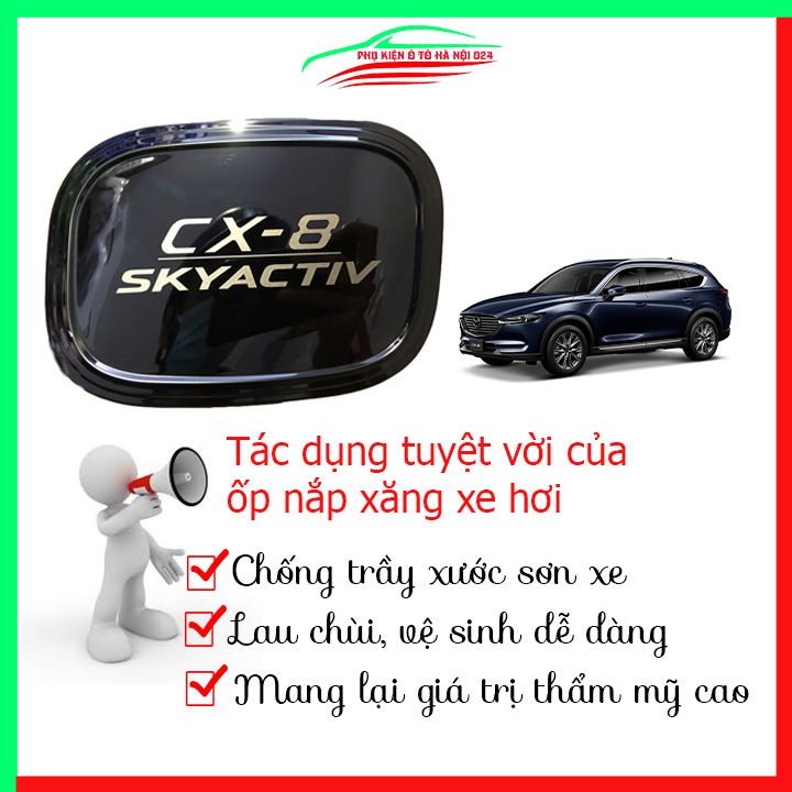 Ốp nắp xăng CX8, CX-8 2019-2023 vân titan bảo vệ chống trầy trang trí ô tô