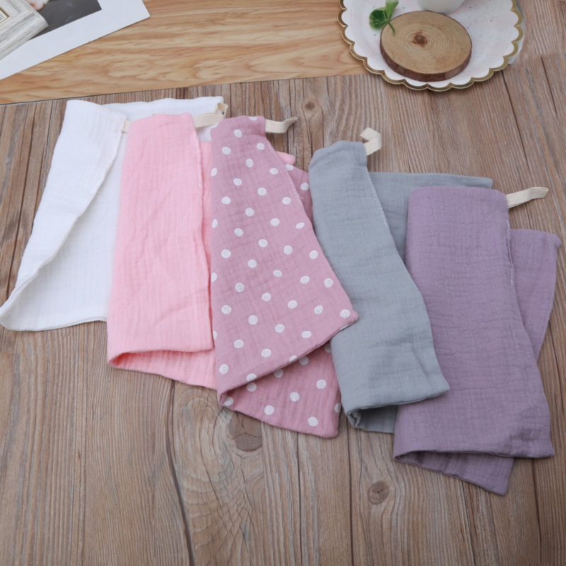 Set 5 khăn lau tay 4 lớp hình vuông bằng vải cotton thấm hút nước cho bé sơ sinh