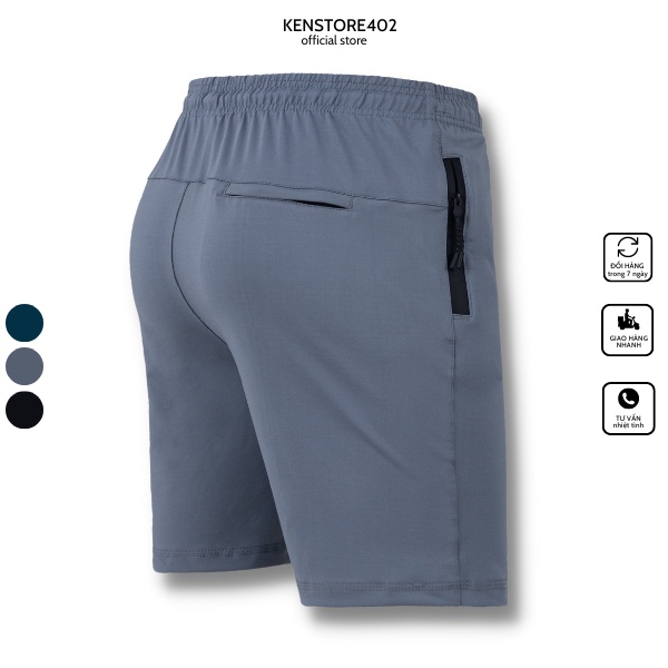 Quần short thun thể thao nam, quần đùi nam thun lạnh das phối sườn, 03 túi khóa kéo chắc chắn - Q132