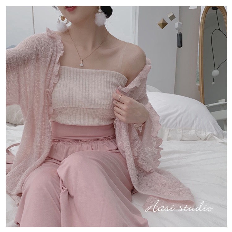 Áo Khoác Cardigan Len Mỏng Dáng Dài Thời Trang Thanh Lịch 2021