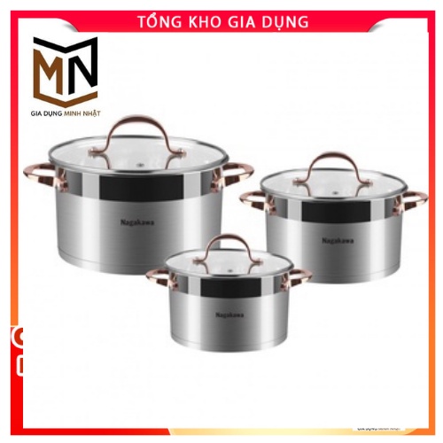 Bộ 3 nồi inox cao cấp 5 đáy Nagakawa NAG1352