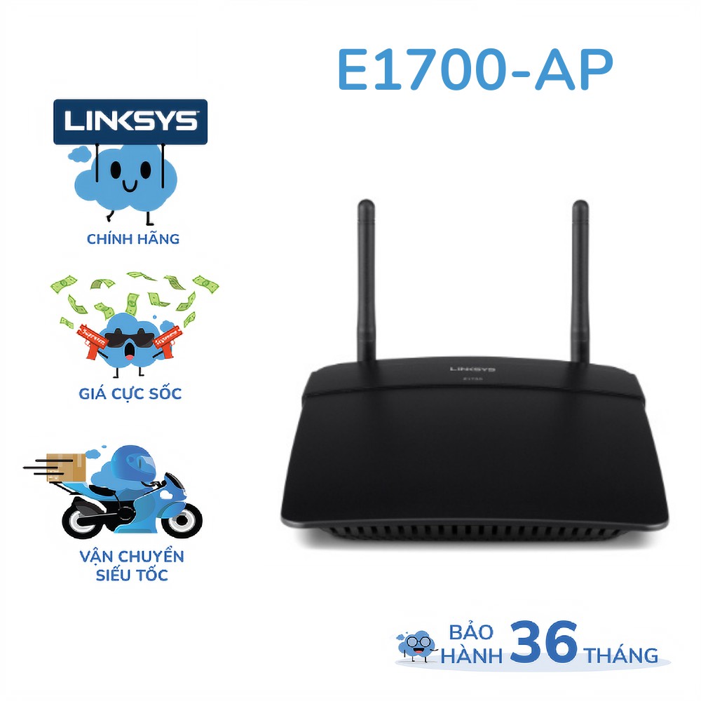 [Mã BMBAU300 giảm 10% đơn 499K] Bộ phát wifi LINKSYS E1700 chuẩn N tốc độ 300Mbps