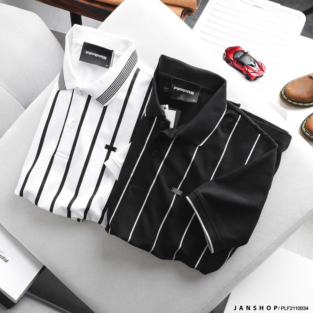 Áo Polo Fapas Kẻ Sọc Phong Cách Bóng Chày Năng Động, Trẻ Trung