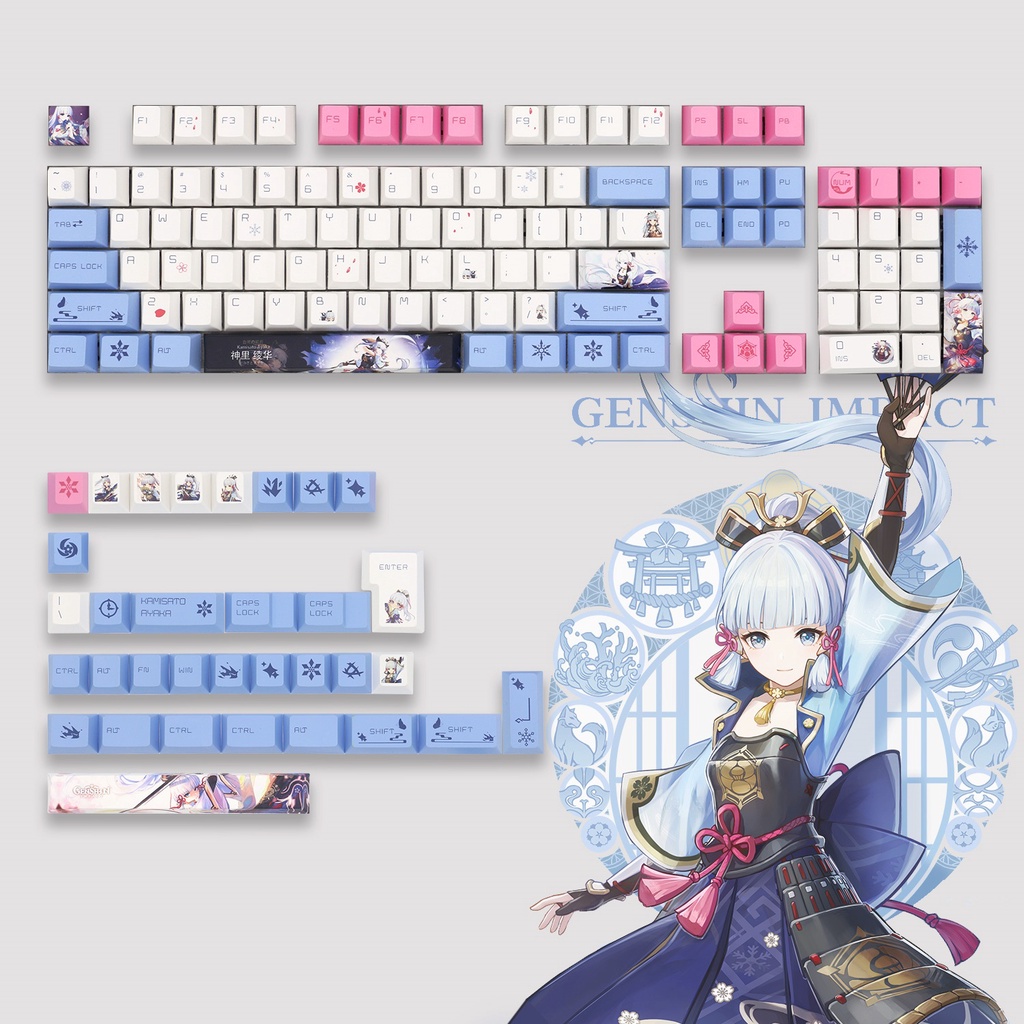 Keycap Hutao Ayaka Raiden Yae Nahida Kazuha 136 phím PBT dày genshin impact in dyesub5mặt anime layout phím