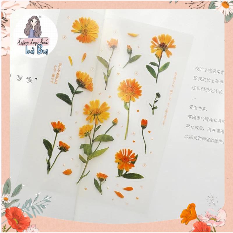 Miếng stickers PVC giả hoa lá dùng để trang trí