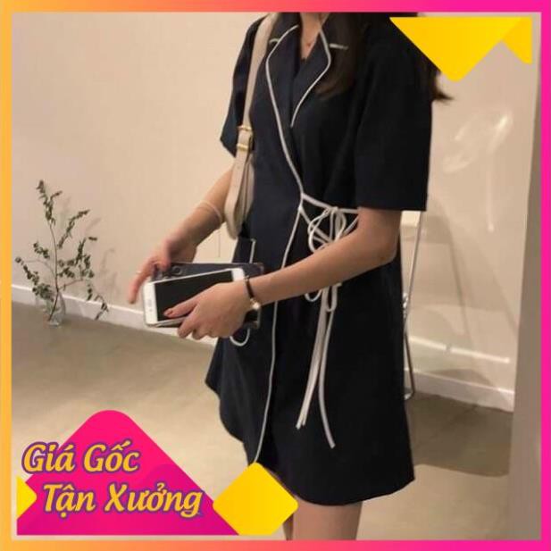 [Siêu phẩm] Đầm đen JENA DRESS form chuẩn thiết kế thắt eo tôn dáng chất vải kaki dày dặn cổ vest tinh tế