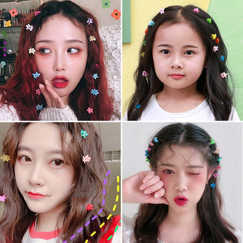 Set 20 Kẹp Tóc Nhỏ Bằng Nhựa Nhiều Màu Sắc Dễ Thương Cho Bé Gái