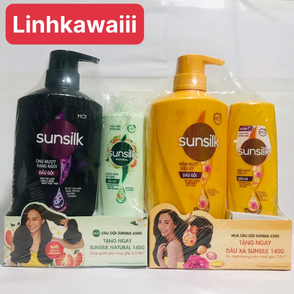 DẦU GỘI ĐẦU SUNSILK MỀM MƯỢT DIỆU KỲ 650ML TẶNG KÈM DẦU GỘI 140G