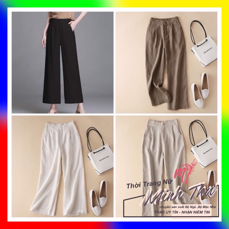 Quần Nữ Ống Rộng Chất Vải Đũi Xước, Cạp Cao Khóa Trước Siêu Xinh ( quần đũi dài - MS-01 )