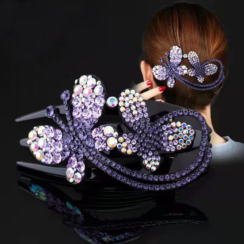 Haimeikang Kẹp Tóc Hình Nơ Đính Đá Phong Cách Retro Hàn Quốc Mới