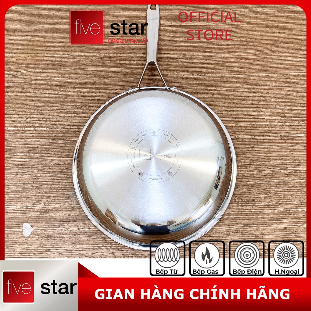 Chảo chống dính vân đá inox 304 bếp từ FiveStar Plus 3 lớp đáy liền ( 22cm/24cm/26cm/28cm/30cm/32cm ) , tặng 1 sạn dừa