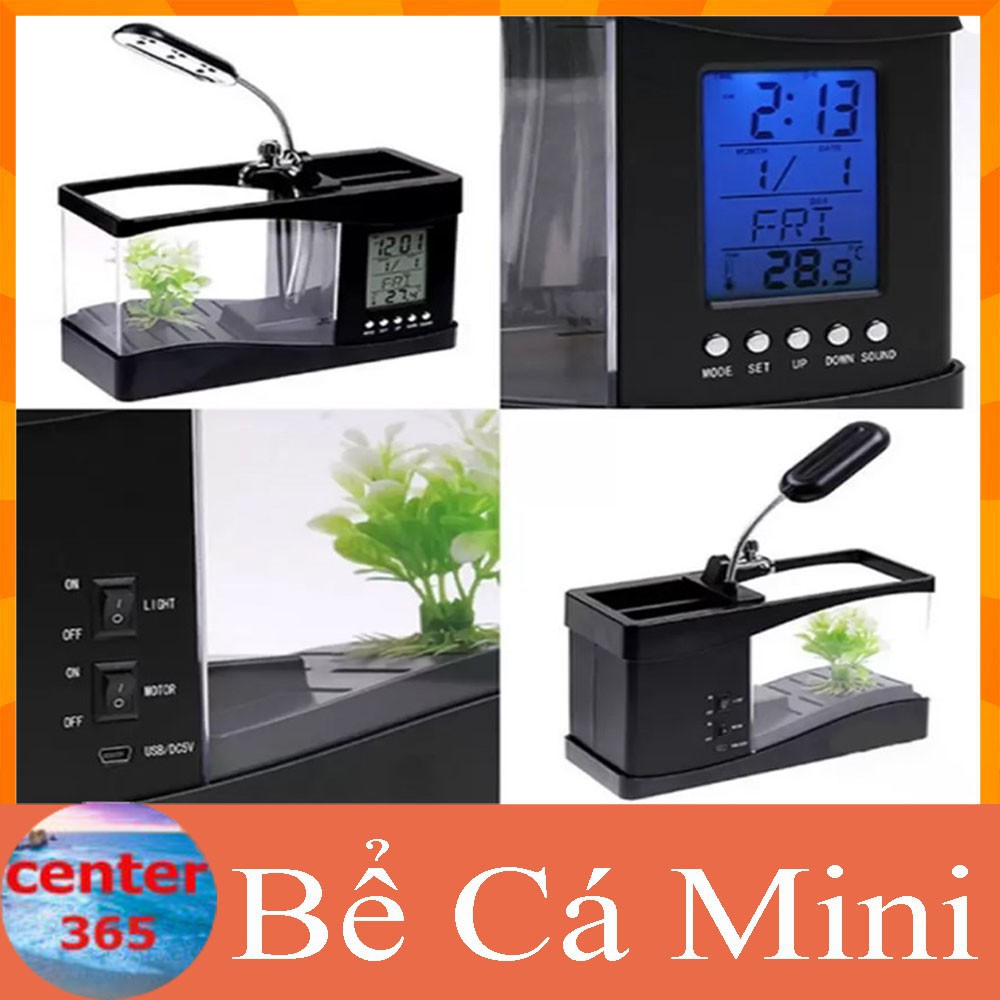 [XẢ KHO+FREE SHIP] Bể Cá Mini Kiêm Đồng Hồ Để Bàn Siêu Dễ Thương Màu Ngẫu Nhiên