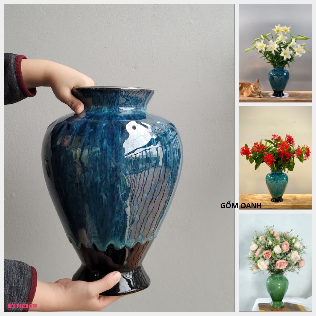 bình hỏa biến siêu đẹp cắm cả thế giới gốm Bát Tràng hàng cao cấp loại 1