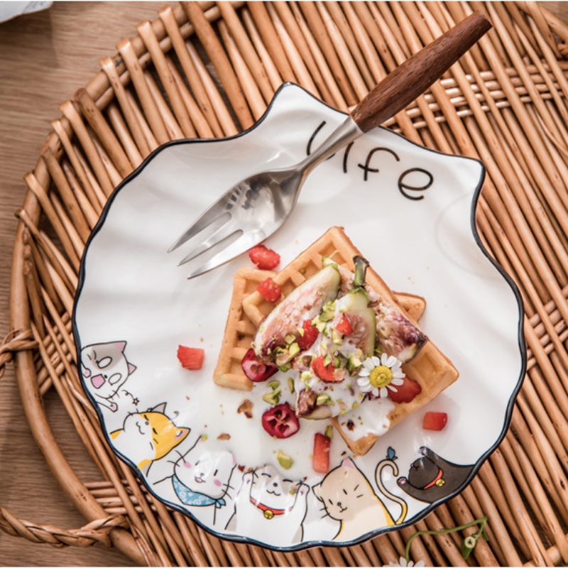 Đĩa sứ sâu lòng nhiều hình dáng họa tiết mèo life Holame