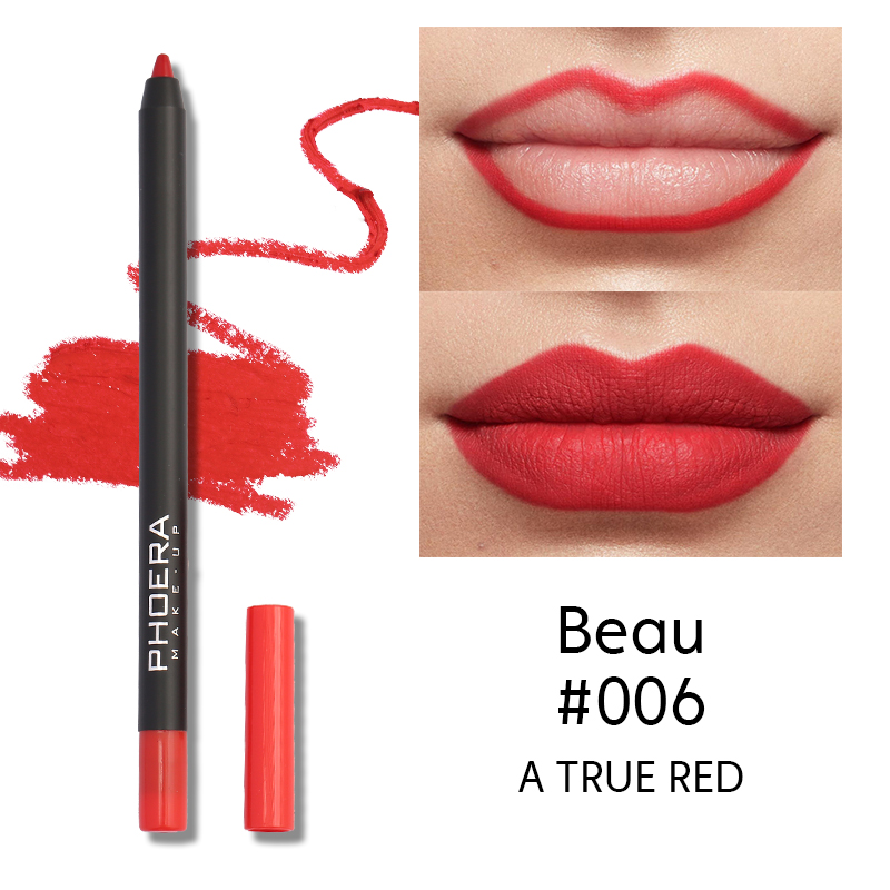 [ready] PHOERA 13 Colors Fog Surface Matte Waterproof Lipstick Pen Wooden Stereo Lip Liner Pencil Lápis Duo Para Contorno Labial Matte Luisance Batom Beauty Glazed em 6 Cores Foscas/Aveludadas / Lápis Labial Durável / Pigmento Nude / Brilho Labial UNIQ