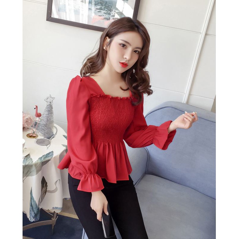 Áo kiểu nữ vải bèo cổ tay xòe dễ thương-nhiều màu | BigBuy360 - bigbuy360.vn