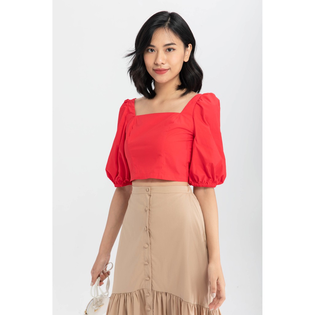 IVY moda Áo croptop cổ vuông nữ MS 16B8562